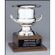 Silver Plated Stainless Steel Wine Cooler or Trophy Cup on Solid Walnut Base-13 INCHES