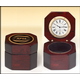 Rosewood Piano-Finish Desktop Clock with Velour Lined Storage Area