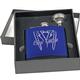 6 oz. Gloss Blue Flask Set in Black Presentation Box